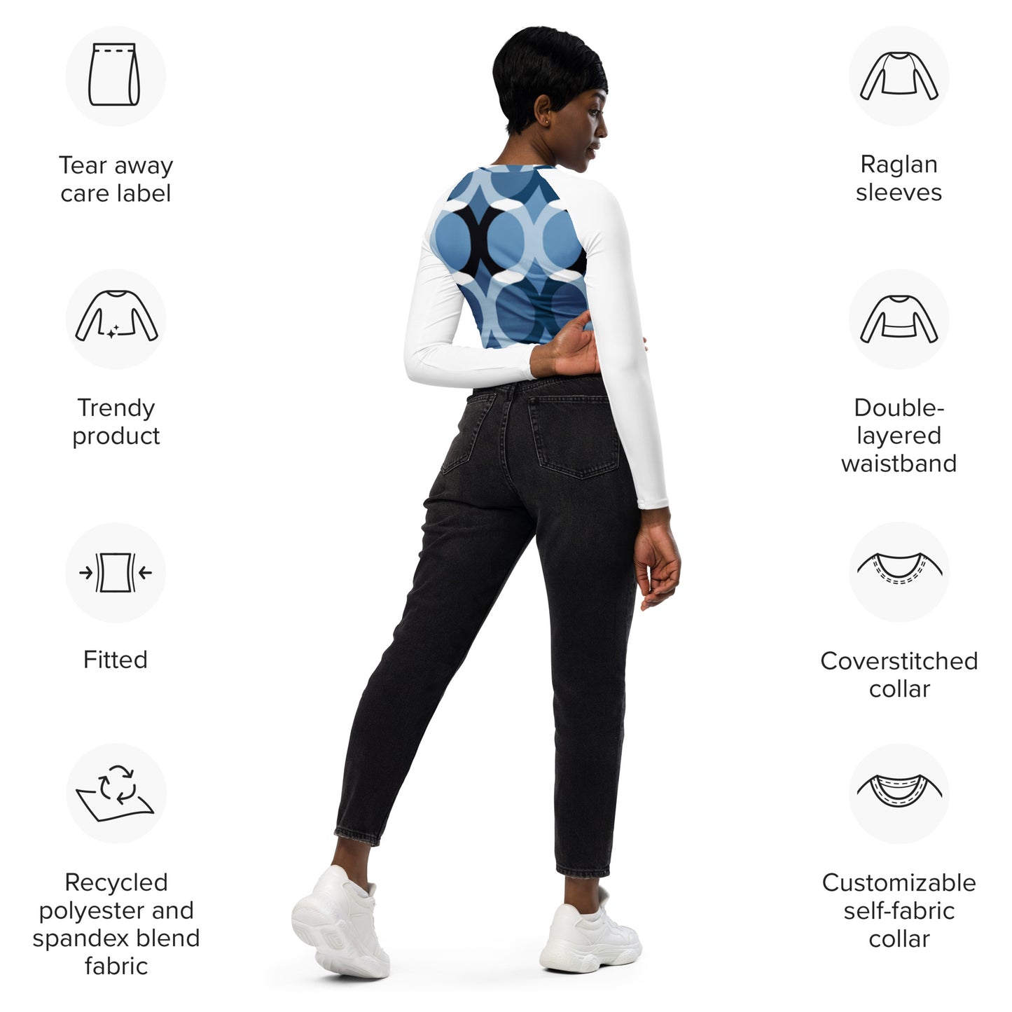 Recycled long-sleeve crop top