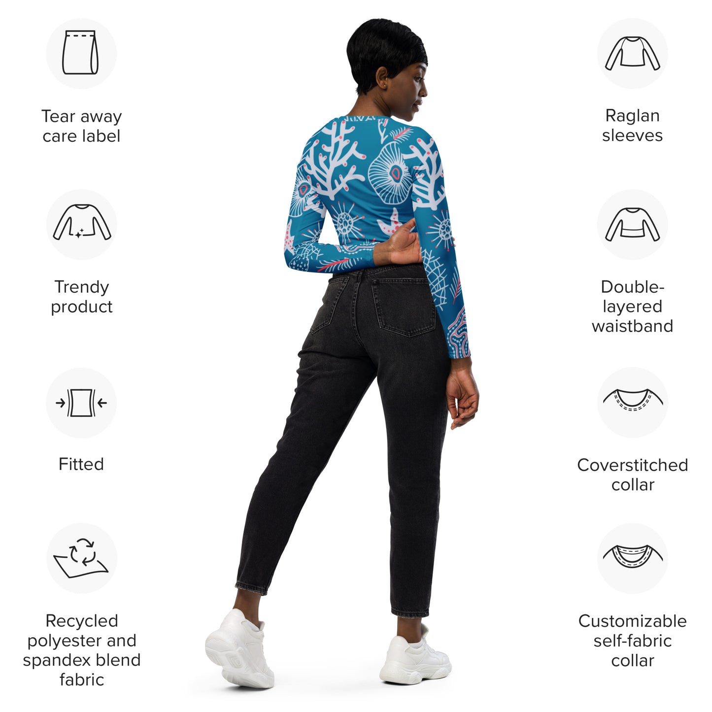 Recycled long-sleeve crop top