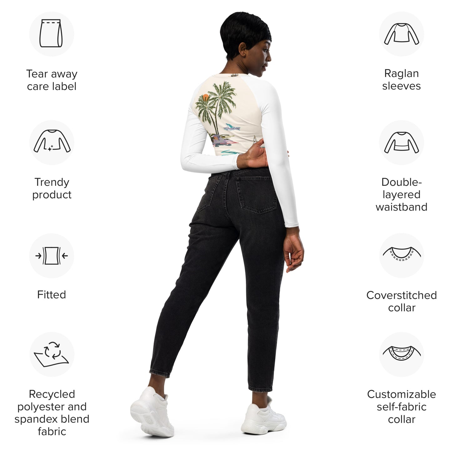 Recycled long-sleeve crop top